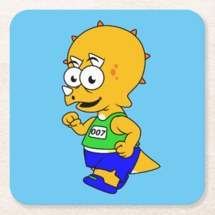 Illustratie van een Triceratops-loper. Kartonnen Onderzetters