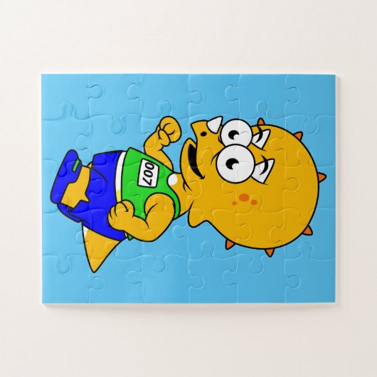 Illustratie van een Triceratops-loper. Legpuzzel (Horizontaal)