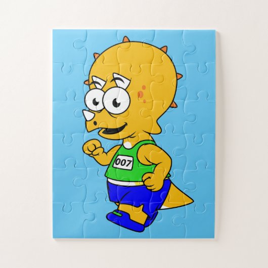 Illustratie van een Triceratops-loper. Legpuzzel (Verticaal)