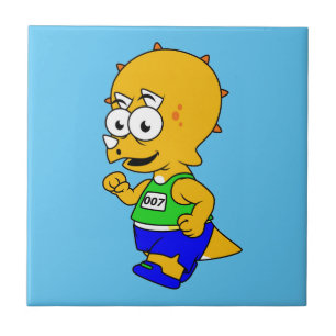 Illustratie van een Triceratops-loper. Tegeltje