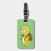 Illustratie van een Triceratops met rugzak. Bagagelabel (Voorkant verticaal)