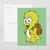Illustratie van een Triceratops met rugzak. Briefkaart (Voorkant / Achterkant)