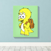 Illustratie van een Triceratops met rugzak. Canvas Afdruk (Insitu (Houten vloer))