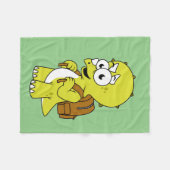 Illustratie van een Triceratops met rugzak. Fleece Deken (Voorkant (Horizontaal))