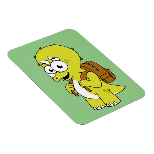 Illustratie van een Triceratops met rugzak. Magneet (Rechterzijde)