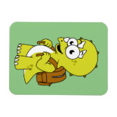 Illustratie van een Triceratops met rugzak. Magneet (Horizontaal)