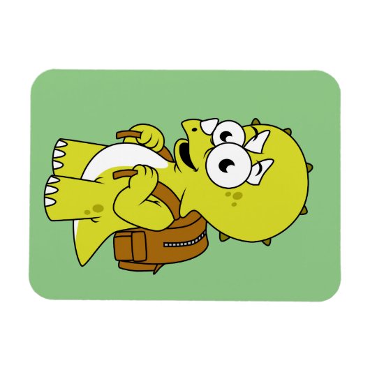 Illustratie van een Triceratops met rugzak. Magneet (Horizontaal)