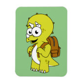 Illustratie van een Triceratops met rugzak. Magneet (Verticaal)