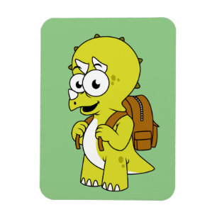 Illustratie van een Triceratops met rugzak. Magneet