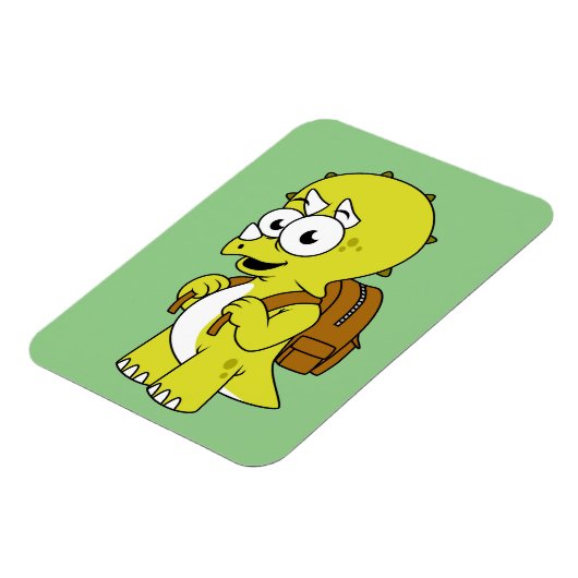 Illustratie van een Triceratops met rugzak. Magneet (Linkerzijde)