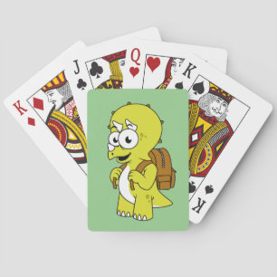Illustratie van een Triceratops met rugzak. Pokerkaarten