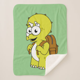 Illustratie van een Triceratops met rugzak. Sherpa Deken