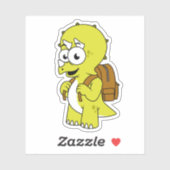 Illustratie van een Triceratops met rugzak. Sticker (Vel)