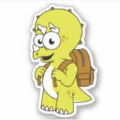 Illustratie van een Triceratops met rugzak. Sticker (Voorkant)
