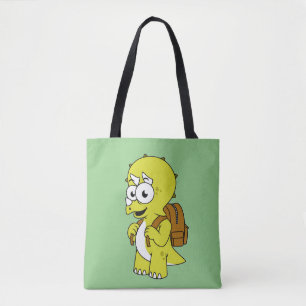 Illustratie van een Triceratops met rugzak. Tote Bag