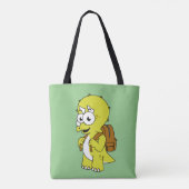 Illustratie van een Triceratops met rugzak. Tote Bag (Achterkant)