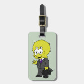 Illustratie van een Triceratops zakenman. Bagagelabel (Voorkant verticaal)