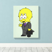 Illustratie van een Triceratops zakenman. Canvas Afdruk (Insitu (Houten vloer))