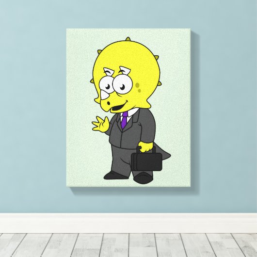 Illustratie van een Triceratops zakenman. Canvas Afdruk (Insitu (Houten vloer))