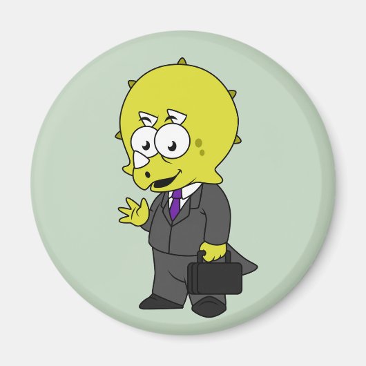 Illustratie van een Triceratops zakenman. Magneet (Voorkant)