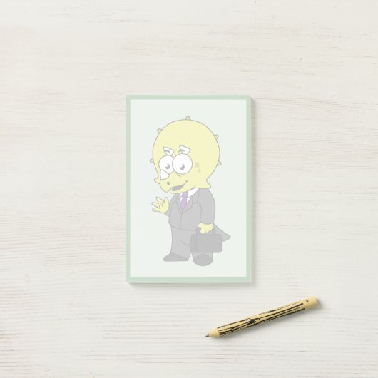 Illustratie van een Triceratops zakenman. Post-it® Notes (Op bureau)