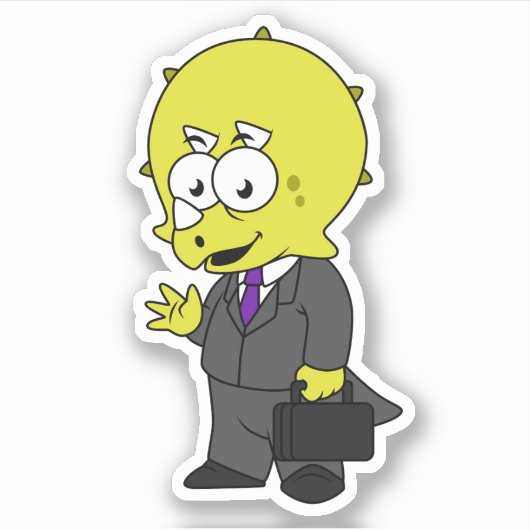 Illustratie van een Triceratops zakenman. Sticker (Voorkant)