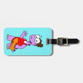 Illustratie van een Tyrannosaurus rex badmeester. Bagagelabel (Voorkant horizontaal)