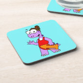 Illustratie van een Tyrannosaurus rex badmeester. Bier Onderzetter (Linkerzijde)