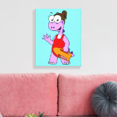 Illustratie van een Tyrannosaurus rex badmeester. Canvas Afdruk (Insitu (Woonkamer))