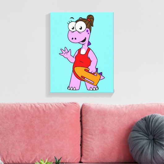 Illustratie van een Tyrannosaurus rex badmeester. Canvas Afdruk (Insitu (Woonkamer))