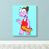 Illustratie van een Tyrannosaurus rex badmeester. Canvas Afdruk (Insitu (Houten vloer))