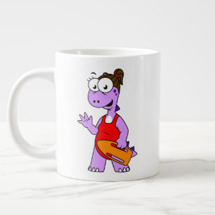 Illustratie van een Tyrannosaurus rex badmeester. Grote Koffiekop