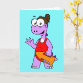 Illustratie van een Tyrannosaurus rex badmeester. Kaart (Gele Bloem)