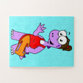 Illustratie van een Tyrannosaurus rex badmeester. Legpuzzel (Horizontaal)