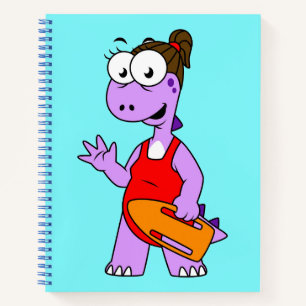 Illustratie van een Tyrannosaurus rex badmeester. Notitieboek