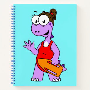 Illustratie van een Tyrannosaurus rex badmeester. Notitieboek