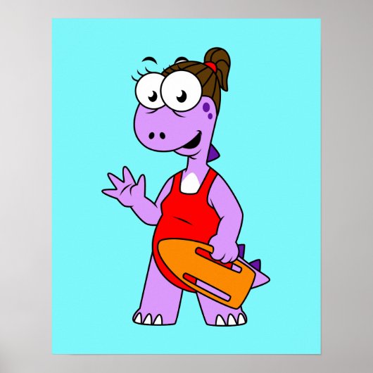 Illustratie van een Tyrannosaurus rex badmeester. Poster (Voorkant)