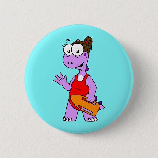 Illustratie van een Tyrannosaurus rex badmeester. Ronde Button 5,7 Cm (Voorkant)