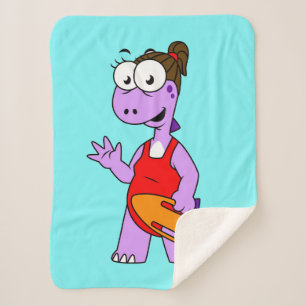 Illustratie van een Tyrannosaurus rex badmeester. Sherpa Deken