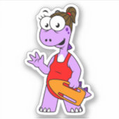 Illustratie van een Tyrannosaurus rex badmeester. Sticker (Voorkant)