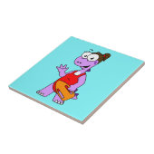 Illustratie van een Tyrannosaurus rex badmeester. Tegeltje (Zijkant)