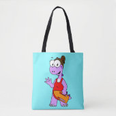 Illustratie van een Tyrannosaurus rex badmeester. Tote Bag (Voorkant)