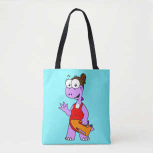 Illustratie van een Tyrannosaurus rex badmeester. Tote Bag