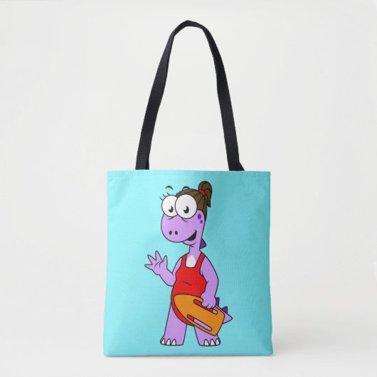 Illustratie van een Tyrannosaurus rex badmeester. Tote Bag (Voorkant)