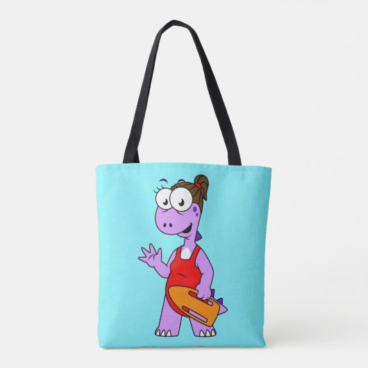 Illustratie van een Tyrannosaurus rex badmeester. Tote Bag (Achterkant)