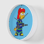 Illustratie van een Tyrannosaurus Rex brandweerman (Hoek)