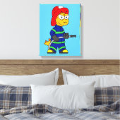 Illustratie van een Tyrannosaurus Rex brandweerman Canvas Afdruk (Insitu (Slaapkamer))