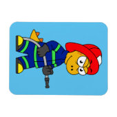 Illustratie van een Tyrannosaurus Rex brandweerman Magneet (Horizontaal)