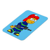 Illustratie van een Tyrannosaurus Rex brandweerman Magneet (Linkerzijde)