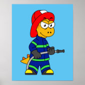 Illustratie van een Tyrannosaurus Rex brandweerman Poster (Voorkant)